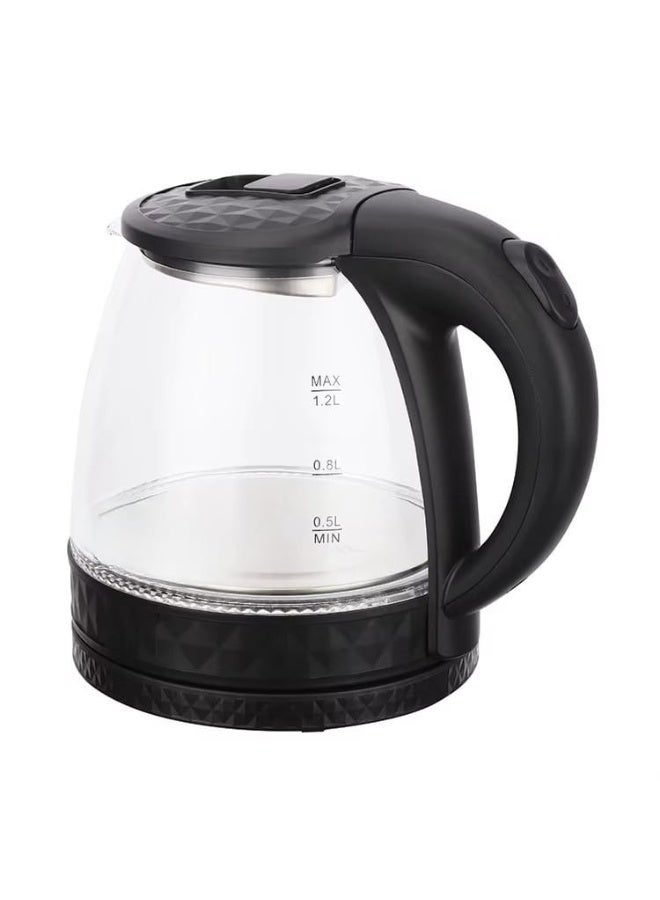 SUKILO غلاية كهربائية زجاجية فاخرة سعة 1.2 لتر – سخان مياه سريع 2200 واط مع مؤشر LED أزرق، إيقاف تلقائي وحماية من الغليان الجاف، إبريق شاي وقهوة زجاجي بوروسيليكات، فضي وأسود - Image 5